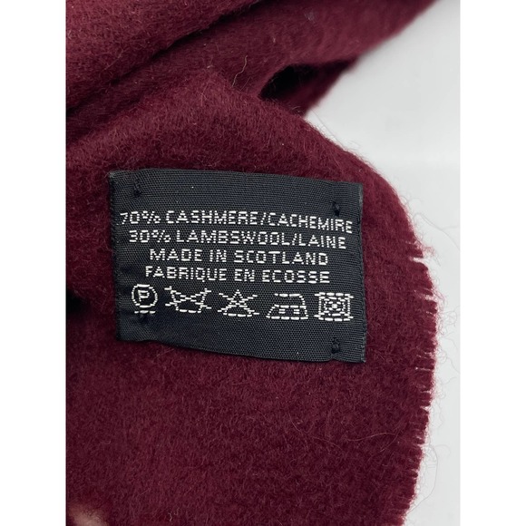 Cashmere & Lambswool Burgundy Scarf Made in Scotland Fringe Trim 52" long maroon - Picture 4 of 6